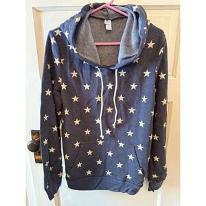 Alternative apparel Star print Hoodie Pullover Navy Blue‎ cozy  size Xl